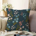 - Sonil-K-7252-Gorsel1 - Realhomes  Siyah Zemin Üzerinde Rengarenk Çiçek Desenli Raşel Kadife Yastık Kırlent Kılıfı Realhomes