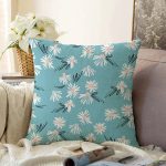 Renkli Zeminli Renkli Papatya Desenli Dijital Baskılı Modern Raşel Kadife Yastık Kırlent Kılıfı Realhomes