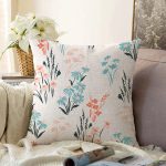 - Sonil-K-7263-Gorsel1 - Realhomes  Beyaz Zeminde Rengarenk Çiçek Desenli Dijital Baskılı Modern Raşel Kadife Yastık Kırlent Kılıfı Realhomes