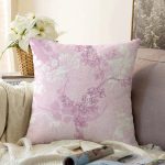 Pembe Zemin Üzerinde Sarmaşık Desenli Dijital Baskılı Modern Raşel Kadife Yastık Kırlent Kılıfı Realhomes