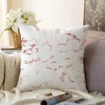 - Sonil-K-7278-Gorsel1 - Realhomes Beyaz Zeminli Pembe Soyut Çizim Dijital Baskılı Modern Raşel Kadife Yastık Kırlent Kılıfı Realhomes