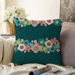 - Sonil-K-7280-Gorsel1 - Realhomes  Rengarenk Zemin Üzerinde Çiçek Desenli Dijital Baskılı Modern Raşel Kadife Yastık Kırlent Kılıfı Realhomes