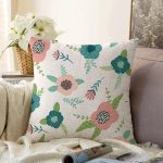 - Sonil-K-7283-Gorsel1 - Realhomes Beyaz Zeminli Renkli Soyut Çizim Dijital Baskılı Modern Raşel Kadife Yastık Kırlent Kılıfı Realhomes