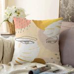 - Sonil-K-7292-Gorsel1 - Realhomes Soft Renkli Zeminli Bayan Silüeti Dijital Baskılı Modern Raşel Kadife Yastık Kırlent Kılıfı Realhomes