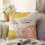 - Sonil-K-7294-Gorsel1 - Realhomes Soft Renkli Zeminli Bayan Silüeti Dijital Baskılı Modern Raşel Kadife Yastık Kırlent Kılıfı Realhomes