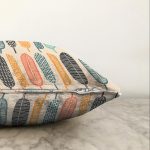 - Sonil-K-7298-Gorsel3 - Realhomes  Krem Zemin Üzerinde Yaprak Desenli Dijital Baskılı Modern Raşel Kadife Yastık Kırlent Kılıfı Realhomes