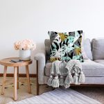 - Sonil-K-7302-Gorsel2 - Realhomes  Beyaz Zeminli Renkli Palmiye Desenli Dijital Baskılı Modern Raşel Kadife Yastık Kırlent Kılıfı Realhomes