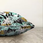 - Sonil-K-7302-Gorsel3 - Realhomes  Beyaz Zeminli Renkli Palmiye Desenli Dijital Baskılı Modern Raşel Kadife Yastık Kırlent Kılıfı Realhomes