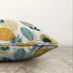 - Sonil-K-7307-Gorsel3 - Realhomes  Beyaz Zemin Üzerinde Yaprak Desenli Dijital Baskılı Modern Raşel Kadife Yastık Kırlent Kılıfı Realhomes