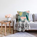 - Sonil-K-7312-Gorsel2 - Realhomes  Renkli Zemin Üzerinde Soyut Çizimli Dijital Baskılı Modern Raşel Kadife Yastık Kırlent Kılıfı Realhomes