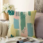 - Sonil-K-7314-Gorsel1 - Realhomes  Hardal Zeminli Renkli Çizgi Desenli Dijital Baskılı Modern Raşel Kadife Yastık Kırlent Kılıfı Realhomes