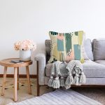 - Sonil-K-7314-Gorsel2 - Realhomes  Hardal Zeminli Renkli Çizgi Desenli Dijital Baskılı Modern Raşel Kadife Yastık Kırlent Kılıfı Realhomes