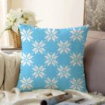 - Sonil-K-7318-Gorsel1 - Realhomes  Mavi Zemin Üzerinde Kartanesi Motifli Dijital Baskılı Modern Raşel Kadife Yastık Kırlent Kılıfı Realhomes