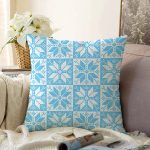 - Sonil-K-7319-Gorsel1 - Realhomes  Mavi Zemin Üzerinde Kartanesi Motifli Dijital Baskılı Modern Raşel Kadife Yastık Kırlent Kılıfı Realhomes