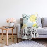 - Sonil-K-7324-Gorsel2 - Realhomes  Beyaz Zemin Üzerinde Soft Renkli Yaprak Motifli Modern Raşel Kadife Yastık Kırlent Kılıfı Realhomes