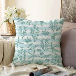 - Sonil-K-7326-Gorsel1 - Realhomes Beyaz Zeminli Su Yeşili Çizgili Dijital Baskılı Modern Raşel Kadife Yastık Kırlent Kılıfı Realhomes