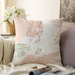 - Sonil-K-7337-Gorsel1 - Realhomes Beyaz Zeminde Geyik Desenli Bayan Silüeti Raşel Kadife Yastık Kırlent Kılıfı Realhomes