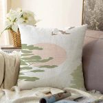 - Sonil-K-7339-Gorsel1 - Realhomes  Beyaz Zeminde Orman Desenli Dijital Baskılı Modern Raşel Kadife Yastık Kırlent Kılıfı Realhomes