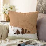 - Sonil-K-7341-Gorsel1 - Realhomes Beyaz Zeminde Çam Ağacı Desenli Dijital Baskılı Modern Raşel Kadife Yastık Kırlent Kılıfı Realhomes