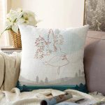 Beyaz Zemin Üzerinde Manzara Motifli Bayan Silüeti Modern Raşel Kadife Yastık Kırlent Kılıfı Realhomes