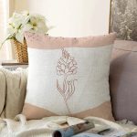 - Sonil-K-7350-Gorsel1 - Realhomes  Beyaz Zemin Üzerinde Onedraw Çizimli Gül Desenli Modern Raşel Kadife Yastık Kırlent Kılıfı Realhomes