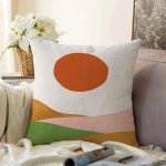 Pastel Renkli Zeminli Onedraw Çizimli Dijital Baskılı Modern Raşel Kadife Yastık Kırlent Kılıfı Realhomes