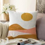 Pastel Renkli Zeminli Onedraw Çizimli Dijital Baskılı Modern Raşel Kadife Yastık Kırlent Kılıfı Realhomes