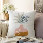 - Sonil-K-7361-Gorsel1 - Realhomes  Pastel Renkli Zeminli Onedraw Çizimli Dijital Baskılı Modern Raşel Kadife Yastık Kırlent Kılıfı Realhomes