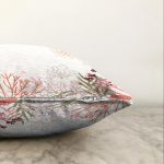 - Sonil-K-7374-Gorsel3 - Realhomes  Beyaz Zemin Üzerinde Onedraw Çizimli Yaprak Motifli Raşel Kadife Yastık Kırlent Kılıfı Realhomes