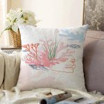 - Sonil-K-7375-Gorsel1 - Realhomes  Beyaz Zemin Üzerinde Botanical Face Dijital Baskılı Modern Raşel Kadife Yastık Kırlent Kılıfı Realhomes