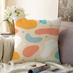 - Sonil-K-7386-Gorsel1 - Realhomes  Hardal Zemin Üzerinde Onedraw Çizimli Oval Desenler Raşel Kadife Yastık Kırlent Kılıfı Realhomes