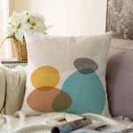 Renkli Zemin Üzerinde Onedraw Çizimli Oval Desenli Modern Raşel Kadife Yastık Kırlent Kılıfı Realhomes