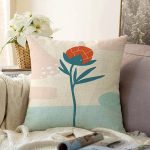 - Sonil-K-7398-Gorsel1 - Realhomes  Rengarenk Zeminde Onedraw Çizimli Çiçek Desenli Dijital Baskılı Modern Raşel Kadife Yastık Kılıfı Realhomes