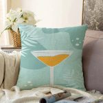 - Sonil-K-7399-Gorsel1 - Realhomes Renkli Zeminde Bardak Desenli Dijital Baskılı Modern Raşel Kadife Yastık Kırlent Kılıfı Realhomes