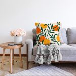 - Sonil-K-7401-Gorsel2 - Realhomes  Renkli Zeminde Onedraw Çizimli Limon Desenli Dijital Baskılı Modern Raşel Kadife Yastık Kılıfı Realhomes