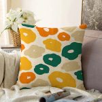 - Sonil-K-7403-Gorsel1 - Realhomes  Renkli Zeminde Onedraw Çizimli Dijital Baskılı Modern Raşel Kadife Yastık Kırlent Kılıfı Realhomes