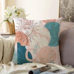 - Sonil-K-7408-Gorsel1 - Realhomes  Renkli Zeminde Soyut Çizimli Dijital Baskılı Modern Raşel Kadife Yastık Kırlent Kılıfı Realhomes