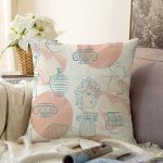 - Sonil-K-7411-Gorsel1 - Realhomes  Renkli Zeminde Onedraw Antik Çizimli Dijital Baskılı Modern Raşel Kadife Yastık Kırlent Kılıfı Realhomes