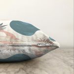 - Sonil-K-7412-Gorsel3 - Realhomes  Beyaz Zeminde Onedraw Çizimli Yaprak Desenli Dijital Baskılı Modern Raşel Kadife Yastık Kılıfı Realhomes