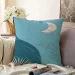 Renkli Zeminde Onedraw Çizimli Gokyuzu Temalı Dijital Baskılı Modern Raşel Kadife Yastık Kılıfı Realhomes