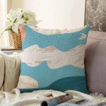 - Sonil-K-7414-Gorsel1 - Realhomes  Renkli Zeminde Soyut Çizimli Dijital Baskılı Modern Raşel Kadife Yastık Kırlent Kılıfı Realhomes