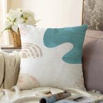 - Sonil-K-7415-Gorsel1 - Realhomes  Beyaz Zeminde Soyut Çizimli Dijital Baskılı Modern Raşel Kadife Yastık Kırlent Kılıfı Realhomes