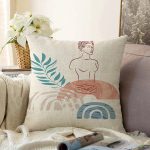 Renkli Zeminde Antik Motifli Onedraw Çizim Dijital Baskılı Modern Raşel Kadife Kırlent Kılıfı Realhomes