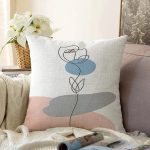 Beyaz Zeminde Onedraw Çizimli Gül Motifli Raşel Kadife Yastık Kırlent Kılıfı Realhomes