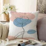 - Sonil-K-7424-Gorsel1 - Realhomes  Beyaz Zeminde Onedraw Çizimli Gül Motifli Raşel Kadife Yastık Kırlent Kılıfı Realhomes