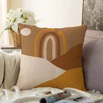 - Sonil-K-7433-Gorsel1 - Realhomes  Renkli Zeminde Onedraw Çizimli Oval Desenli Dijital Baskılı Modern Raşel Kadife Yastık Kılıfı Realhomes