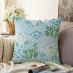 Rengarenk Zeminde Onedraw Çizimli Çiçek Desenli Dijital Baskılı Modern Raşel Kadife Kırlent Kılıfı Realhomes