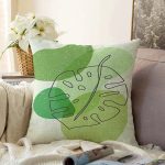 - Sonil-K-7448-Gorsel1 - Realhomes  Renkli Zeminde Yaprak Motifli Dijital Baskılı Modern Raşel Kadife Yastık Kırlent Kılıfı Realhomes