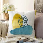 - Sonil-K-7465-Gorsel1 - Realhomes  Beyaz Zeminde Onedraw Çizimli Renkli Oval Obje Modern Raşel Kadife Yastık Kırlent Kılıfı Realhomes