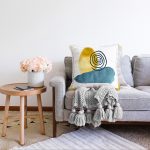 - Sonil-K-7465-Gorsel2 - Realhomes  Beyaz Zeminde Onedraw Çizimli Renkli Oval Obje Modern Raşel Kadife Yastık Kırlent Kılıfı Realhomes